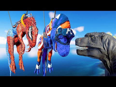 (Jurassic World Evolution)SpiderMan I-Rex,Captain T-Rex,Batman Godzilla Dinosaurs Fight