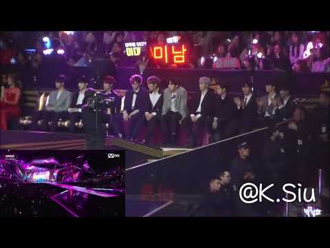 FANCAM 181214 2018 MAMA Wanna One, TWICE, OH MY GIRL Reaction to Momoland Boom Boom