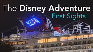 DISNEY ADVENTURE First Look in Port Canaveral | Largest Cruise Ship Passes & Epic Disney Horns