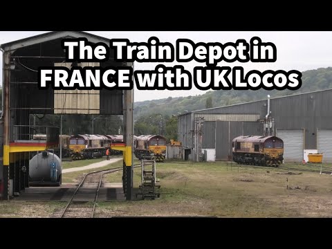 The Train depot in FRANCE with UK Locomotives - Class 66/2's & 58's