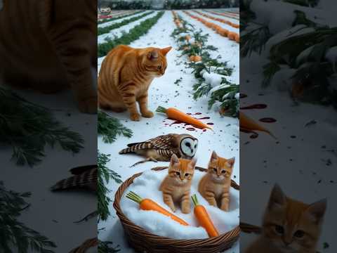 Mama Cat Saves the Injured Owl and Took it Home to Cook Carrot Beef Soup #cat #cute #catcookingfood