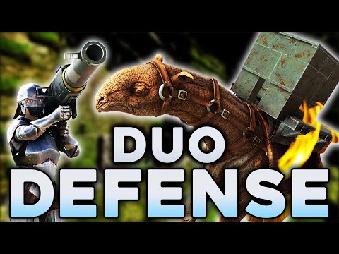 Defending our Button Cave DUO on DAY 1! - ARK PvP