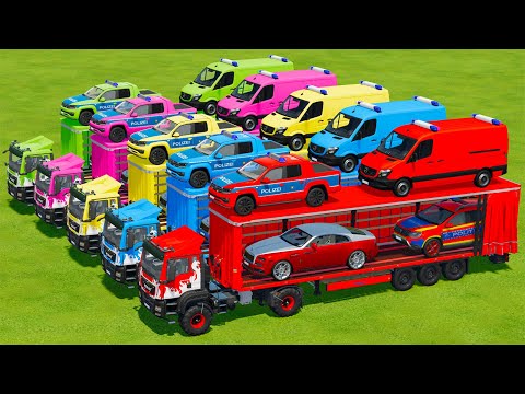 TRANSPORTING ROLLS ROYCE, MERCEDES, VOLKSWAGEN & DACIA EMERGENCY CARS WITH MAN TRUCKS - Farming Simu