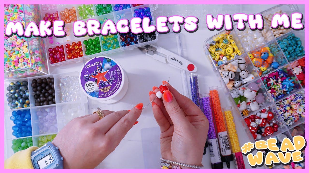 DIY GLASS BEAD BRACELETS 🤩💗🏄🏼‍♀️ Make Bracelets With Me ASMR 🎧💗