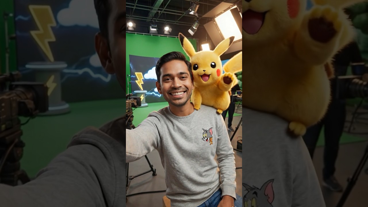 Selfie With Mickey, Doraemon & Pikachu 😍 | AI Cinematic Short #ai #aishorts #aireels