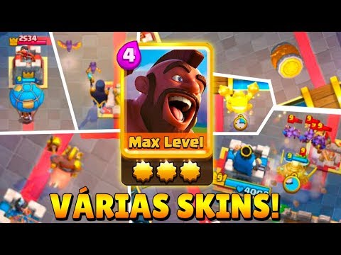JOGUEI COM AS NOVAS CARTAS COM SKINS GOLD DO CLASH ROYALE - BRUNO CLASH