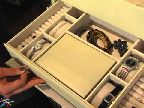 Holden Extra Large Bonded Leather Jewelry Box Ivory 16 5W x 10H in - Product Review Video