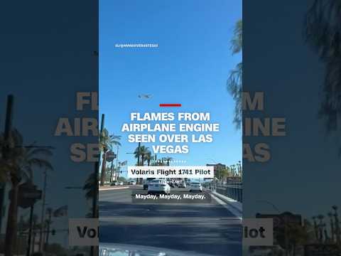 Flames from airplane engine seen over Las Vegas