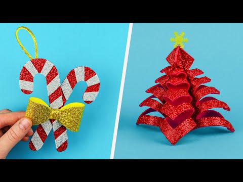 5 DIY Christmas decoration with glitter foam Step by step