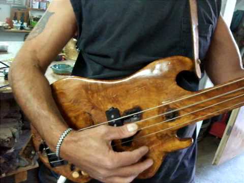 olive tree hand made bass guitar