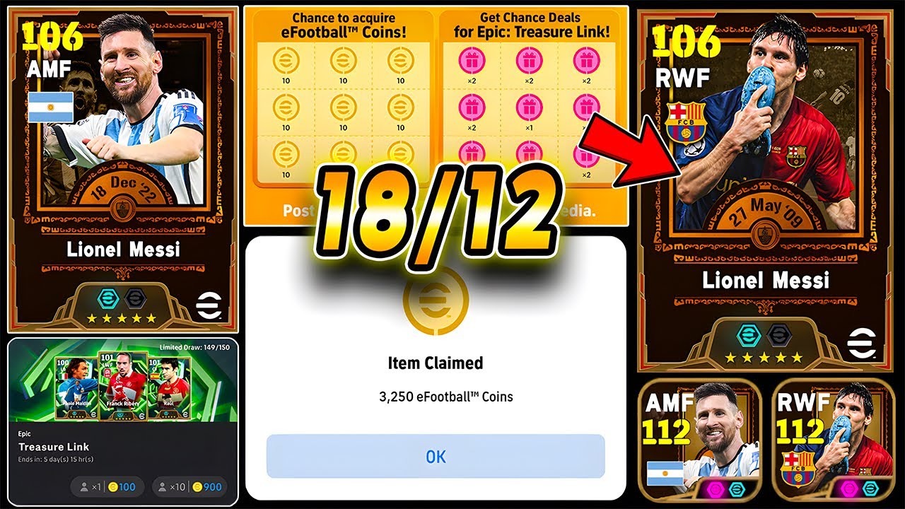5 Free Epics x80 Free Tries , 112 Messi is coming to eFootball 2026 Mobile