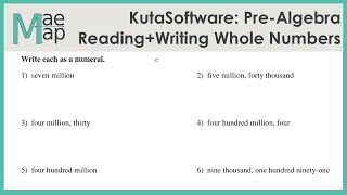 KutaSoftware: Pre-Algebra- Reading And Writing Whole Numbers