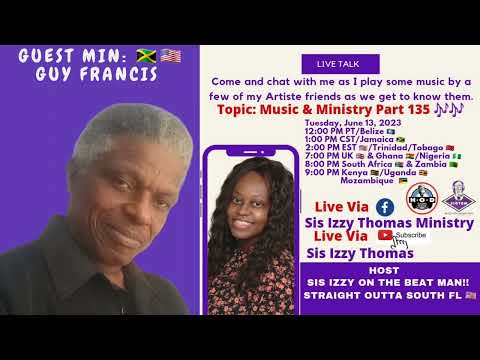 My guest for Tuesday, June 13, 2022 at 2 PM EST - Min Guy Francis! ‎@guyfrancis-gospelinsongsbr9629