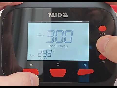 Паяльна станція мережева 110-230 V YATO; Р= 75 Вт, t°= 90-480°С, жало тип T12, LCD табло [12]