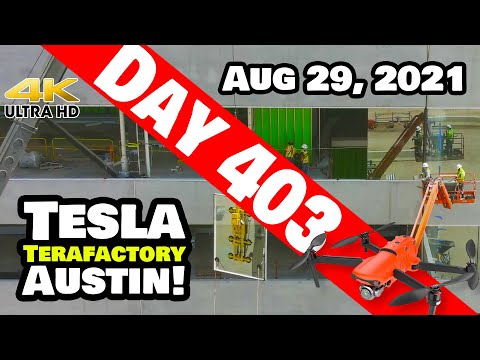 Tesla Gigafactory Austin 4K  Day 403 - 8/29/21 - Tesla Terafactory Texas - WINDOWS OF GIGA TEXAS!