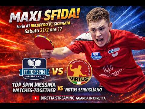 Serie A1 recupero 9^ giornata sabato 21/2 ore 17 Top Spin Messina WatchesTogether-Virtus Servigliano