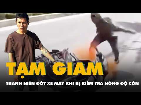 Young man arrested for setting his motorbike on fire during a traffic police alcohol test.