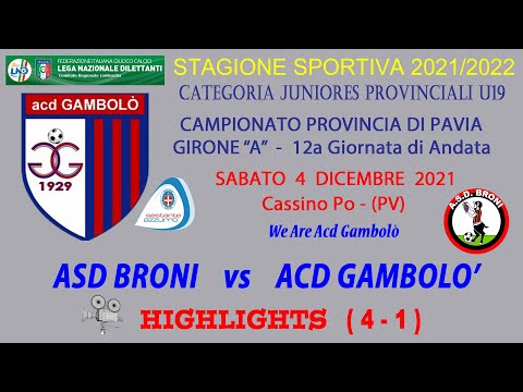 ACD GAMBOLO' - cat. U19 - stag. 2021/22 - 12A BRONI