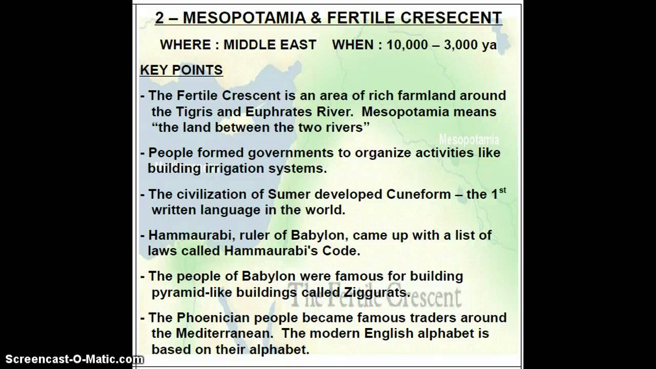 Mesopotamia & Fertile Crescent (6th Grade)
