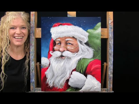 Learn How to Draw and Paint with Acrylics SANTA CLAUS-Easy Acrylic Painting Tutorial for Beginners