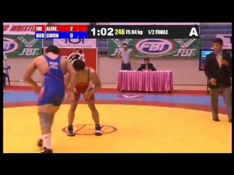 A.Karimi (IRI) vs H.B.Gwon (KOR) 84kg 1/2 FINAL - 2013 Asian Junior Wrestling Championships