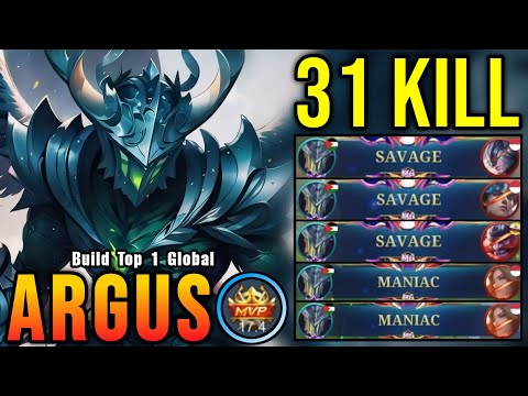 31 Kills + 3x SAVAGE!! Argus 100% BROKEN HERO!! - Build Top 1 Global Argus ~ MLBB