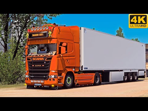 [G29] ETS2 (4K 60FPS) | POMEZANIA | SCANIA R580 V8 (open pipe) | LINKI - BIAŁA GÓRA