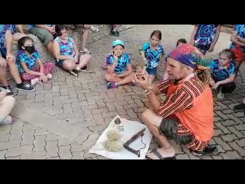 Fire making at Aventure Zone Voortrekker Monument