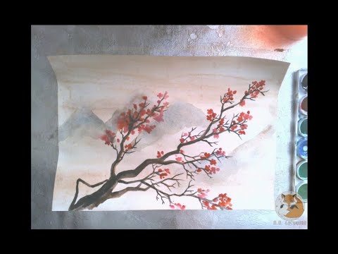 Веточка сакуры Характер линии