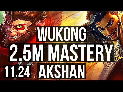 WUKONG vs AKSHAN (TOP) | 2.5M mastery, 5/0/1, 400+ games | NA Master | 11.24