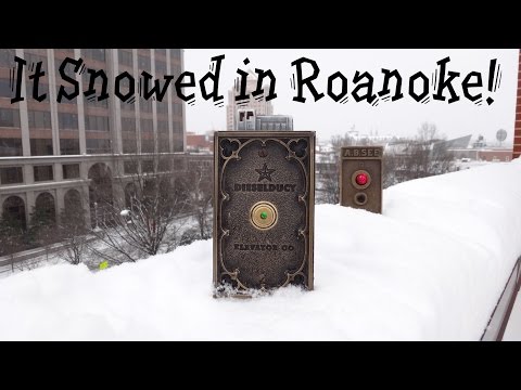 Elmwood and Market parking garage elevators in the snow Roanoke Jan 2016