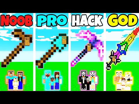 Minecraft: FAMILY TOOL HOUSE BUILD CHALLENGE - NOOB vs PRO vs HACKER vs GOD in Minecraft