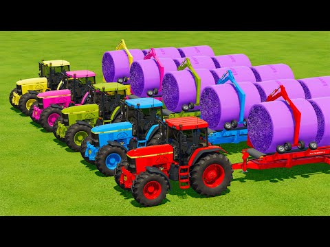 HARVEST, LOAD & MAKE LAVENDER BALES WITH JOHN DERRE TRACTORS - Farming Simulator 22