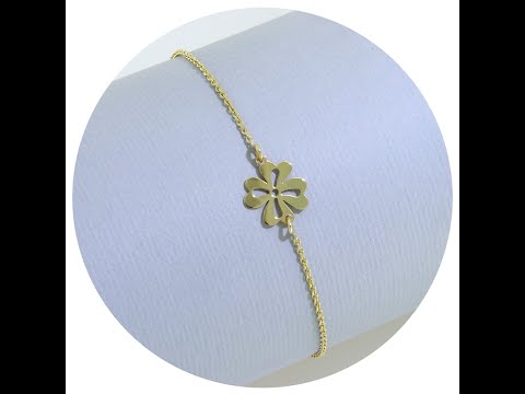 Bratara cu Lant Aur Galben 14k Trifoi - Noroc si Eleganta
