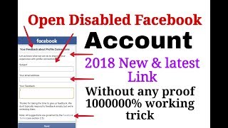 How to Get back Disabled Facebook account without ID proof | New Link I Facebook new update 2018