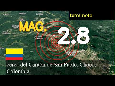 Terremoto de magnitud 2,8 sacudió cerca del Cantón San Pablo, Chocó, Colombia hoy 13 de marzo de 20