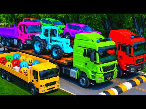 Flatbed Truck McQueen   Transportation with Truck   Pothole vs Car #76   BeamNG Drive