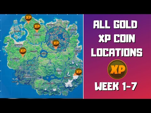 All 5 Gold XP Coins Locations in Fortnite (week 1-7)! - Good as Gold Punch Card