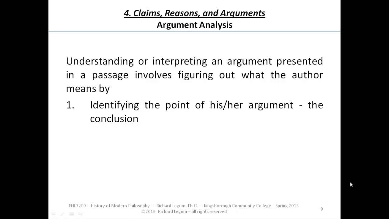 4.11 Claims, Reasons, and Arguments (Argument Analysis)