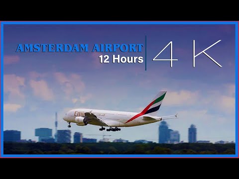 12 Hours | Plane Spotting at Schiphol Amsterdam Airport - 4K