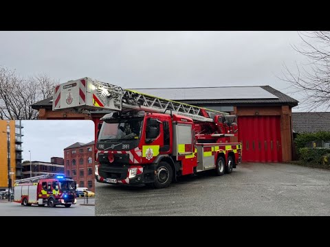 Manchester Central Pump & Turntable Ladder Responding - Greater Manchester Fire & Rescue Service