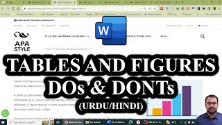 APA Style Guide for Tables and Figures - DOs and DON'Ts (Urdu/Hindi)