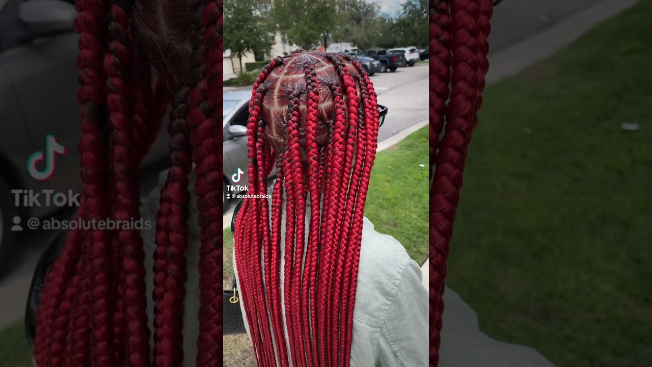 Red knotless braids 🔥💅🏾😍 @ absolutebraids