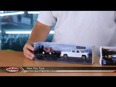 New Ray Toys Chevrolet Silverado 1500 4x4 Truck Honda Quad & Trailer 1:43 Scale