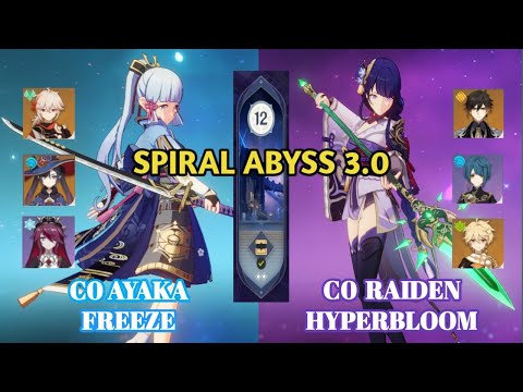 C0 Ayaka Freeze & C0 Raiden Hyperbloom - 3.0 Spiral Abyss Floor 12 Fullstar | Genshin Impact