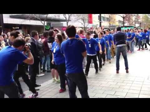 Rundle Place Apple Staff Warming Up the Crowd (Adelaide)