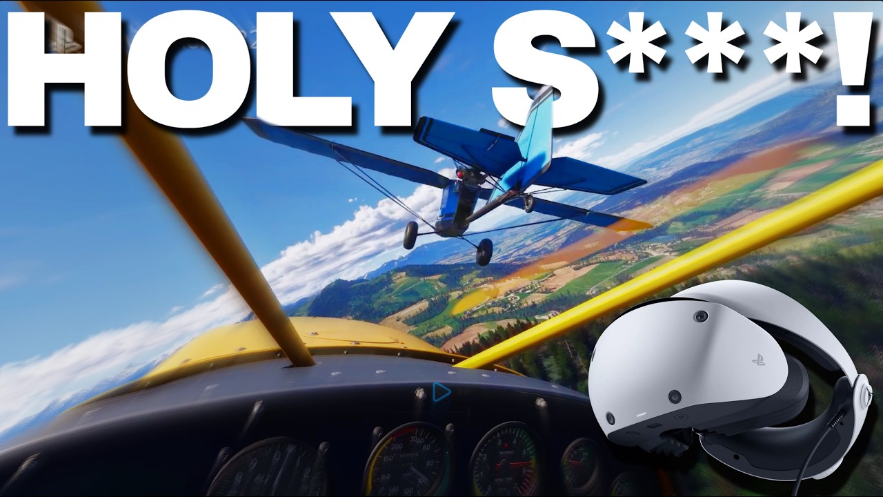 Microsoft Flight Simulator PSVR2 gameplay showing first person cockpit flying
