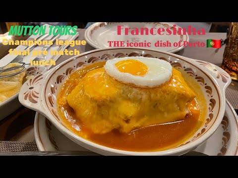FRANCESINHA, THE iconic sandwich of Porto, pre CHAMPIONS LEAGUE FINAL lunch at Brasão Coliseu 🇵🇹 .