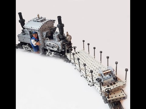 Locomotive Péchot Bourbon et grue Péchot Magnard en Meccano.