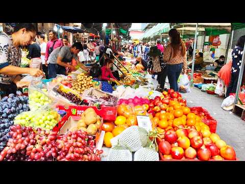 Amazing Cambodian Market Scene!@ Phar Chbar Ampov Fresh Produce, Meats & Tasty Countryside Eats!.